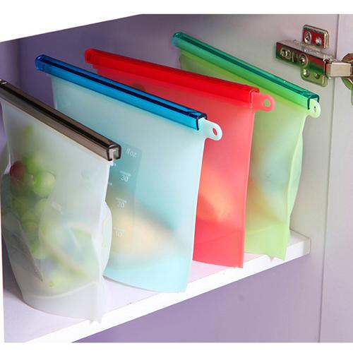 工厂现货批发硅胶食品袋冰箱蔬菜水果实物保鲜袋密封可循环